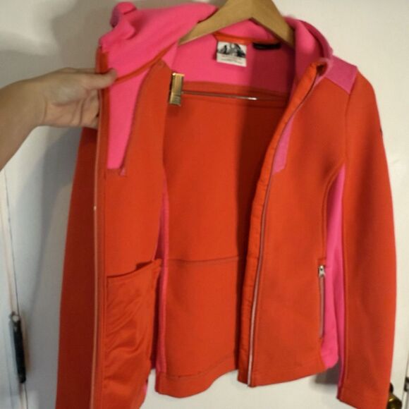 Spyder Women’s S Fleece Ski Jacket Pink Orange Full Zip Hooded Sweatshirt - Picture 6 of 9